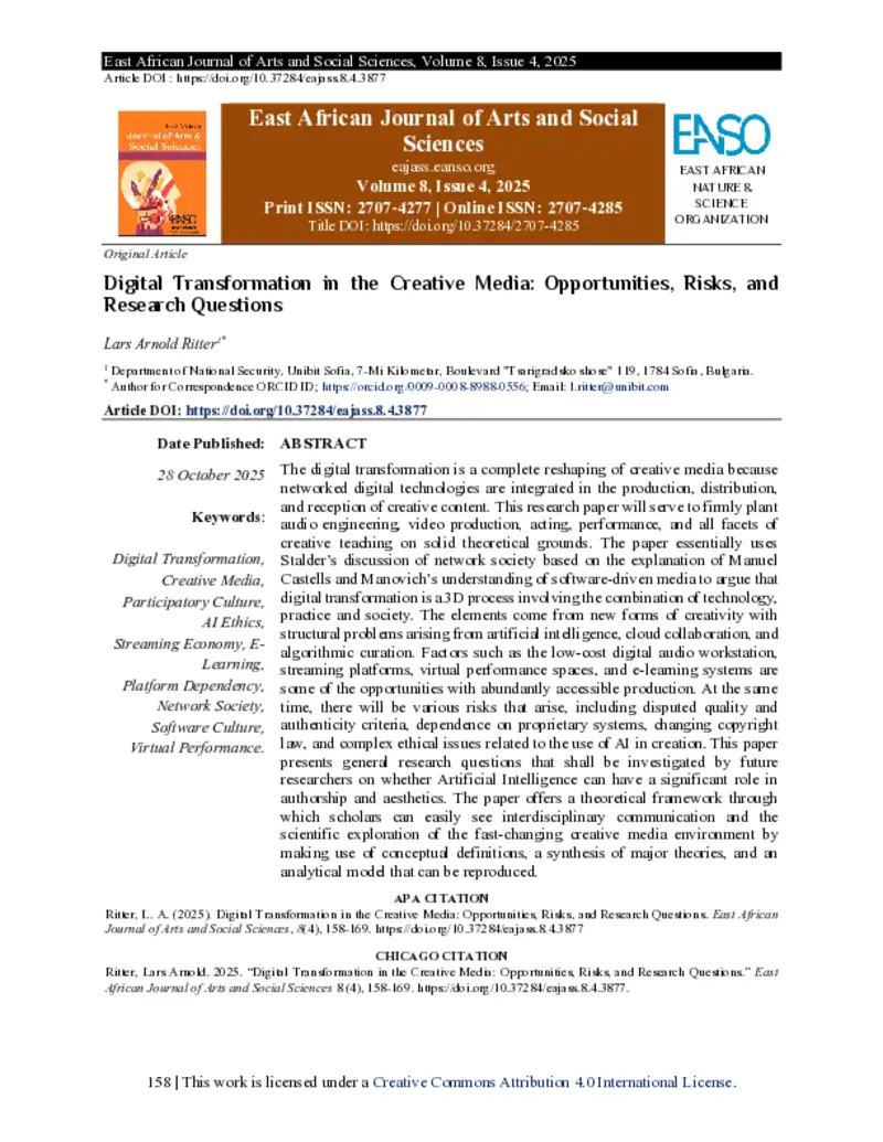 Publikation: Digital Transformation in Creative Media