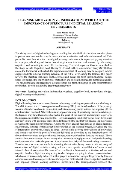 Publikation: Learning Motivation vs. Information Overload