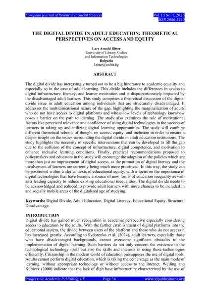 Publikation: The Digital Divide in Adult Education